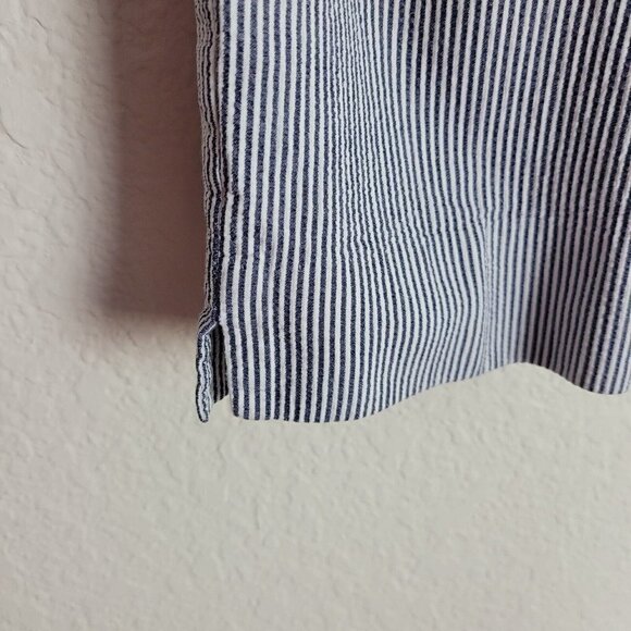 Talbots Petites Sz 6P Signature Seersucker Capri Pants Blue & White Striped - Picture 4 of 8